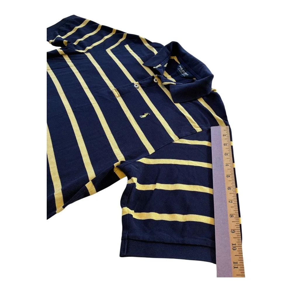 Polo Golf‎ Ralph Lauren Striped Polo Shirt Mens L Yellow Blue Golfing